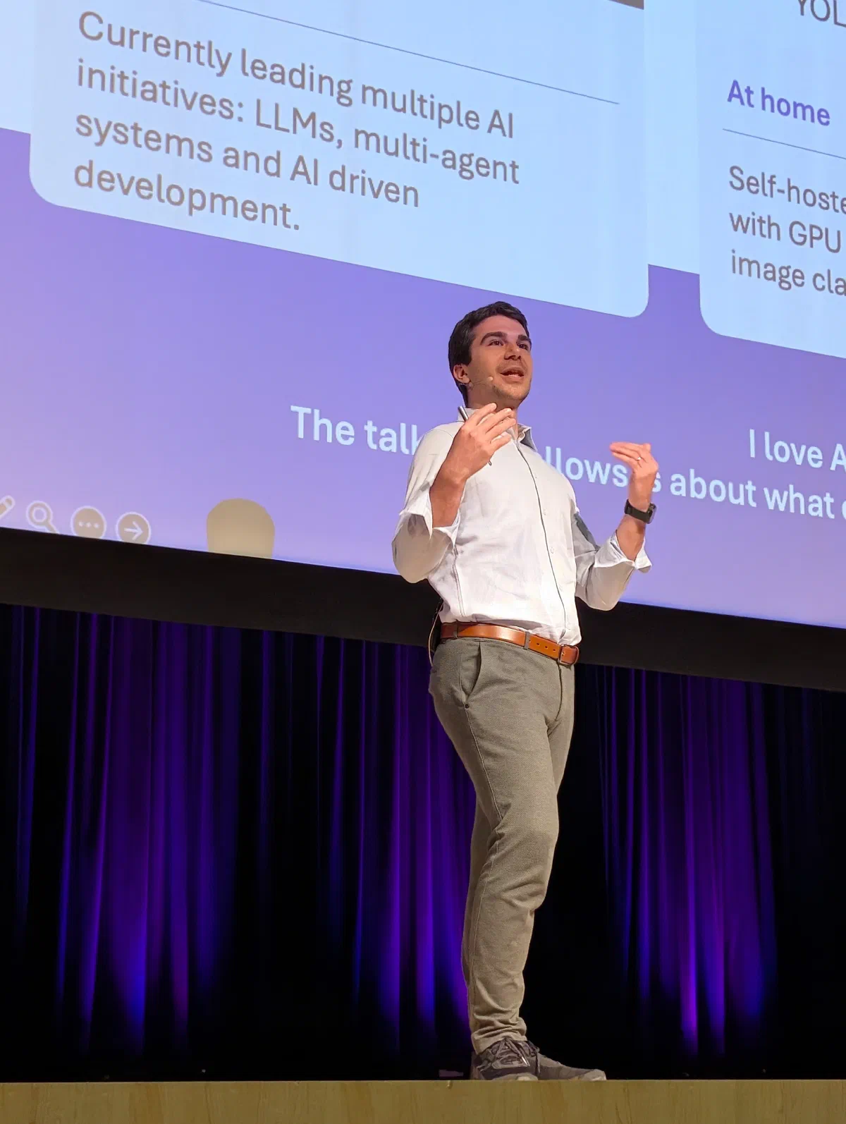 Fabrizio Lazzaretti on stage at AI Summit Europe Riga 2026
